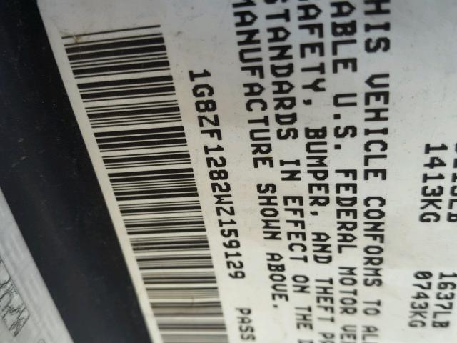 1G8ZF1282WZ159129 - 1998 SATURN SC1 BLUE photo 10