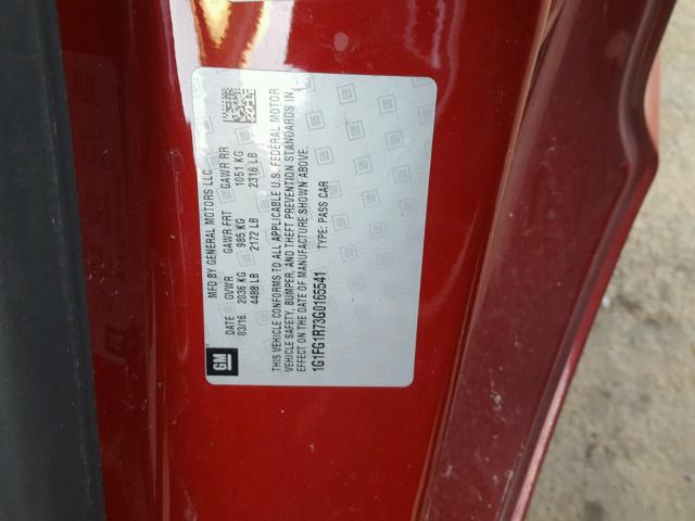 1G1FG1R73G0165541 - 2016 CHEVROLET CAMARO SS Rojo foto 10