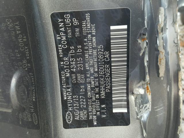 KMHHU6KJ6DU108925 - 2013 HYUNDAI GENESIS CO SILVER photo 10