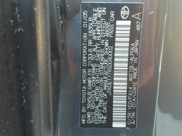 JTKDE177X50040002 - 2005 TOYOTA SCION TC 灰色 照片 10