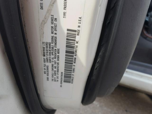 4S3BH625847305286 - 2004 SUBARU LEGACY L S WHITE photo 10