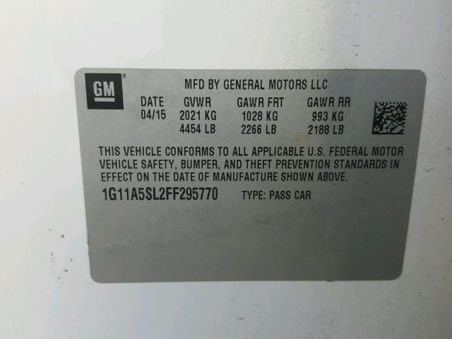 1G11A5SL2FF295770 - 2015 CHEVROLET MALIBU LS WHITE photo 10