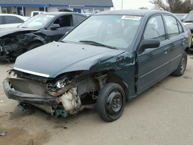 2HGES16561H531002 - 2001 HONDA CIVIC LX GREEN photo 2