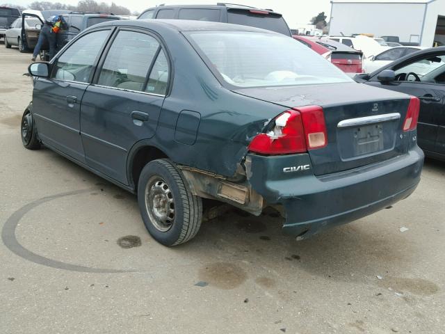 2HGES16561H531002 - 2001 HONDA CIVIC LX GREEN photo 3