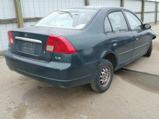 2HGES16561H531002 - 2001 HONDA CIVIC LX GREEN photo 4