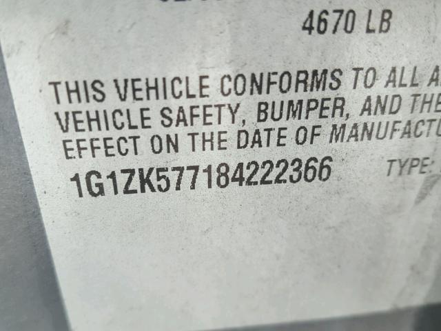 1G1ZK577184222366 - 2008 CHEVROLET MALIBU LTZ 灰色 照片 10