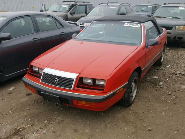 1C3XJ45E0JG443138 - 1988 CHRYSLER LEBARON RED photo 2