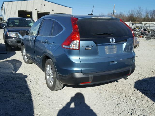 2HKRM3H77EH509155 - 2014 HONDA CR-V EXL BLUE photo 3