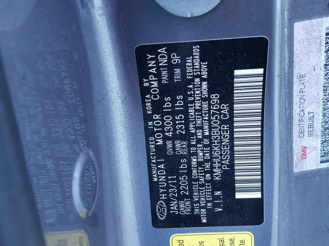 KMHHU6KH3BU057698 - 2011 HYUNDAI GENESIS CO GRAY photo 10