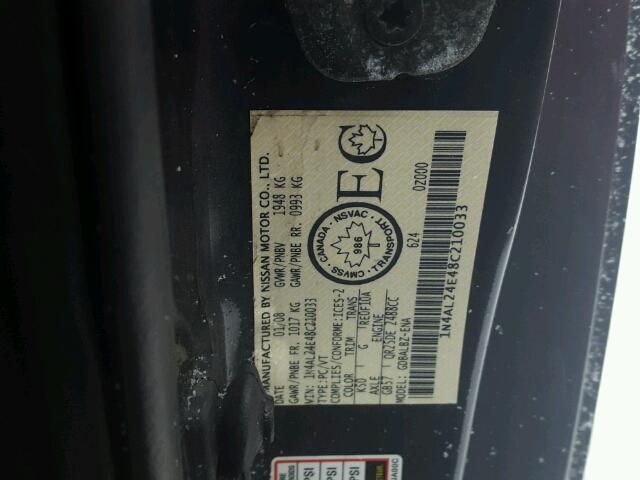 1N4AL24E48C210033 - 2008 NISSAN ALTIMA 2.5 GRAY photo 10