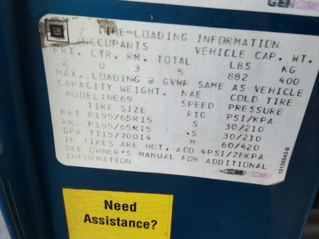 1G2NE54N3PM629043 - 1993 PONTIAC GRAND AM S 蓝色 照片 10