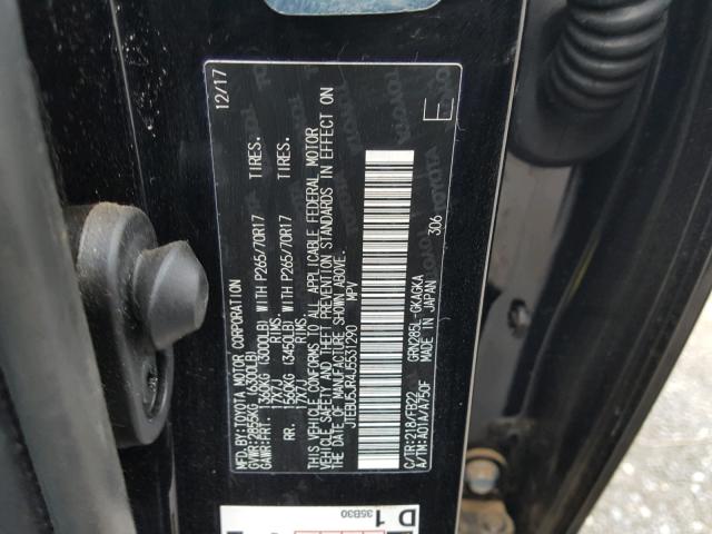 JTEBU5JR4J5531290 - 2018 TOYOTA 4RUNNER SR BLACK photo 10