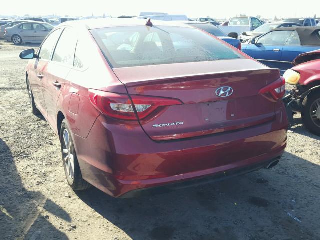 5NPE24AF2FH257490 - 2015 HYUNDAI SONATA SE BURGUNDY photo 3