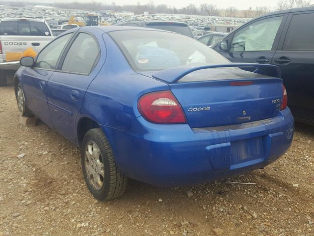 1B3ES56C55D117265 - 2005 DODGE NEON SXT BLUE photo 3