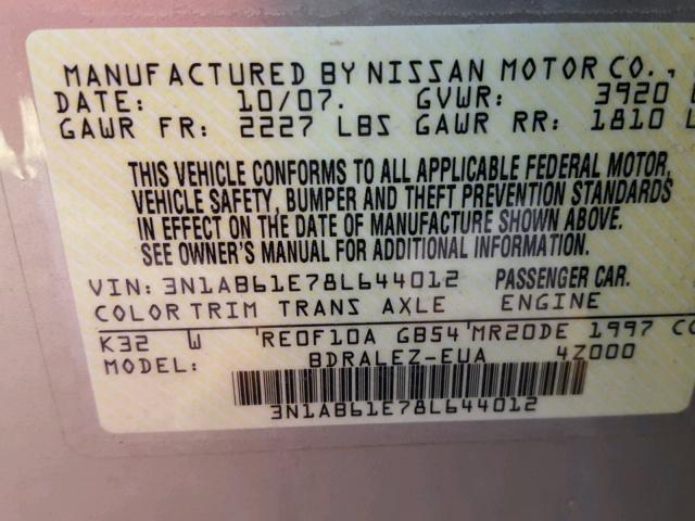 3N1AB61E78L644012 - 2008 NISSAN SENTRA 2.0 BEIGE photo 10