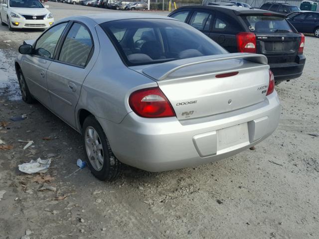 1B3ES56C35D278276 - 2005 DODGE NEON SXT SILVER photo 3