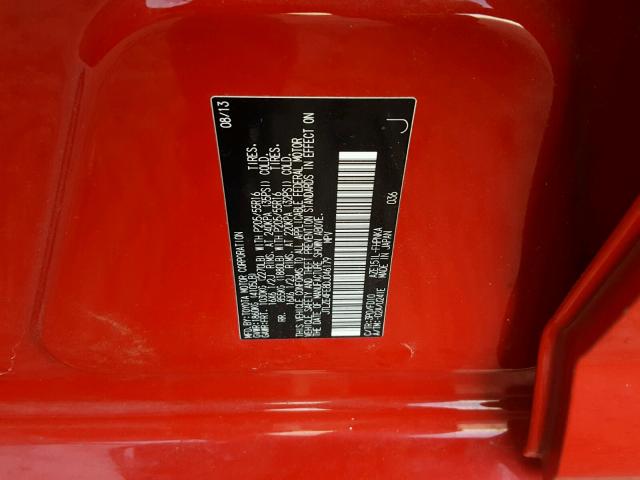 JTLZE4FE8DJ046179 - 2013 TOYOTA SCION XB 红色 照片 10