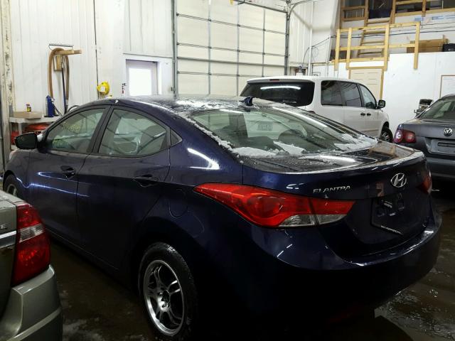 5NPDH4AE5BH013294 - 2011 HYUNDAI ELANTRA GL BLUE photo 3