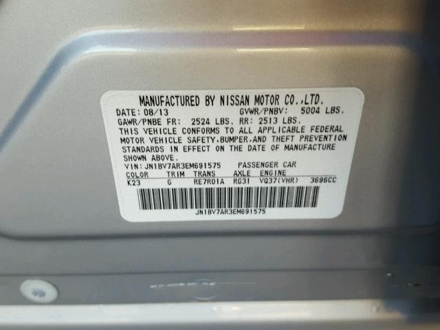 JN1BV7AR3EM691575 - 2014 INFINITI Q50 BASE Plata foto 10