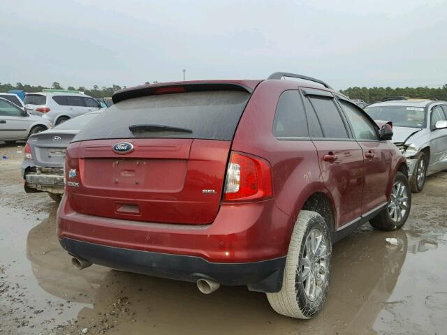 2FMDK3JCXDBE25201 - 2013 FORD EDGE SEL RED photo 4