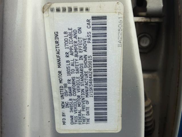 1Y1SK5484XZ409815 - 1999 CHEVROLET GEO PRIZM 蓝色 照片 10