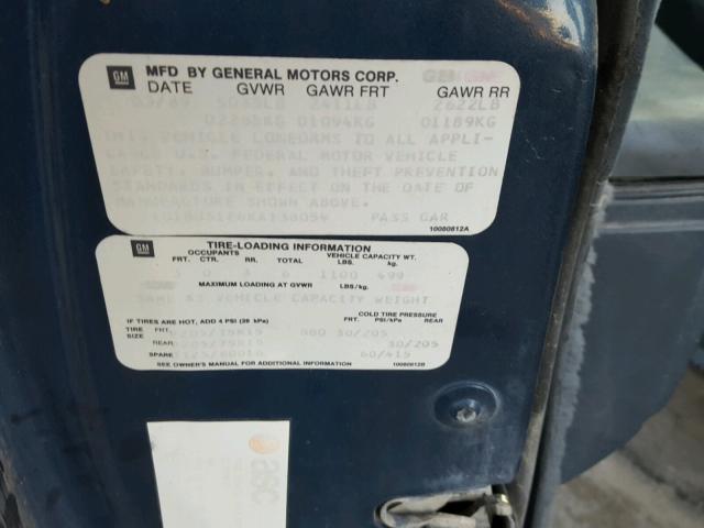 1G1BU51E6KA138054 - 1989 CHEVROLET CAPRICE CL 蓝色 照片 10