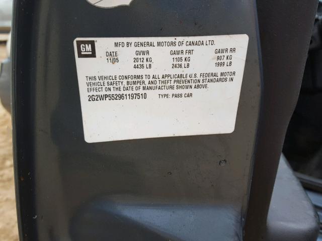 2G2WP552961197510 - 2006 PONTIAC GRAND PRIX Жасыл фото 10