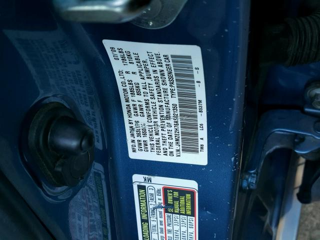 JHMZE2H76AS021350 - 2010 HONDA INSIGHT EX BLUE photo 10