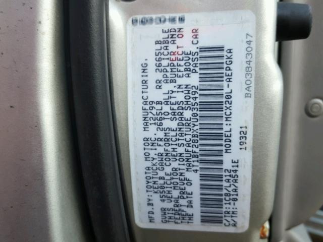 4T1BF28BXYU035492 - 2000 TOYOTA AVALON XL Күміс фото 10