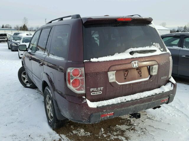 5FNYF18518B042973 - 2008 HONDA PILOT EXL MAROON photo 3