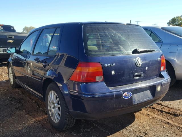 9BWGP61JX34012812 - 2003 VOLKSWAGEN GOLF GLS T BLUE photo 3