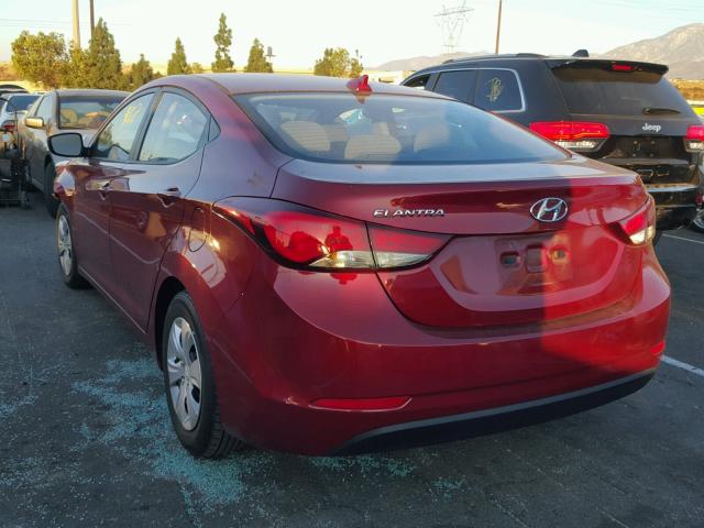 5NPDH4AE7GH674946 - 2016 HYUNDAI ELANTRA SE MAROON photo 3