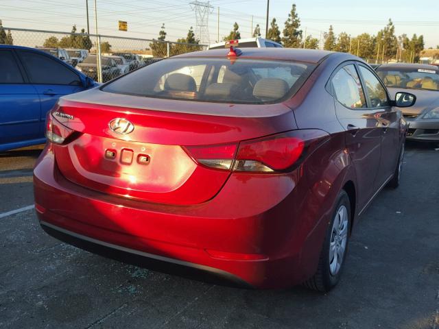 5NPDH4AE7GH674946 - 2016 HYUNDAI ELANTRA SE MAROON photo 4