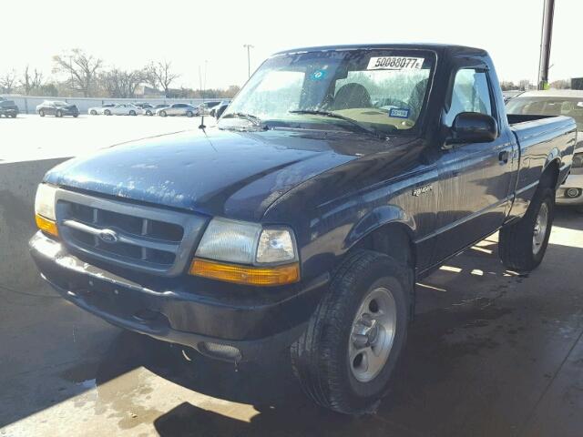 1FTYR10VXYPB01947 - 2000 FORD RANGER BLUE photo 2