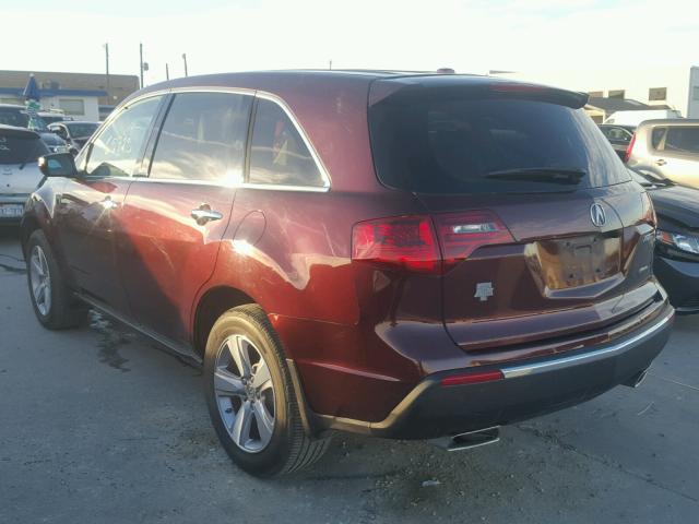 2HNYD2H22DH522567 - 2013 ACURA MDX MAROON photo 3