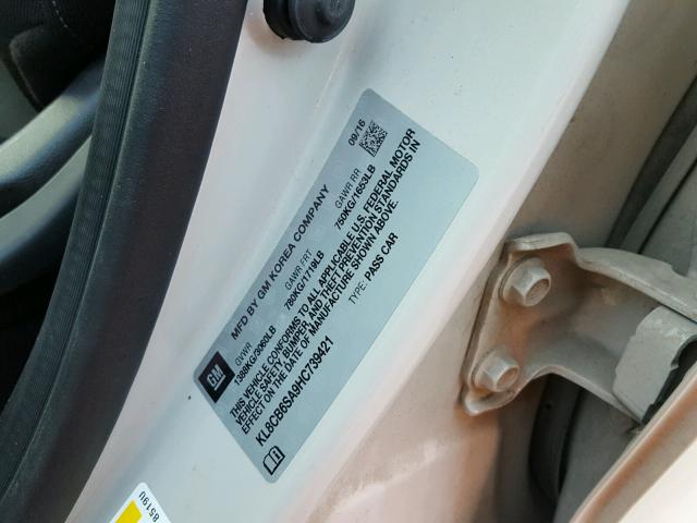 KL8CB6SA9HC739421 - 2017 CHEVROLET SPARK LS CREAM photo 10