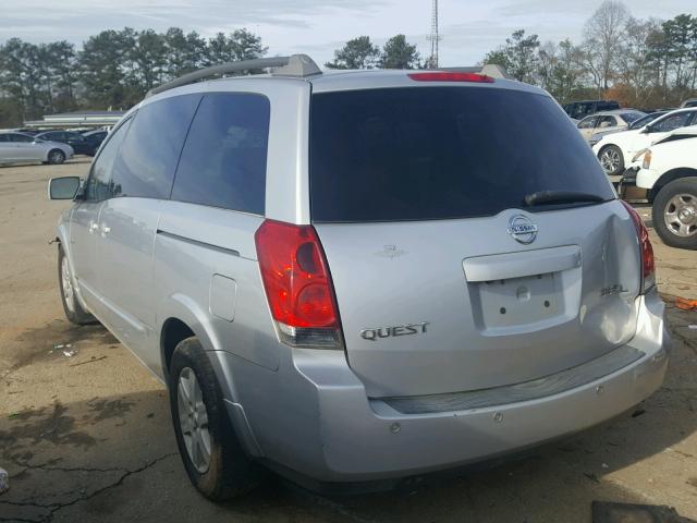 5N1BV28U66N124259 - 2006 NISSAN QUEST S SILVER photo 3