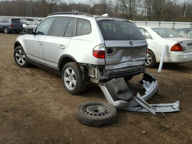 WBXPC93497WF03371 - 2007 BMW X3 3.0SI SILVER photo 3