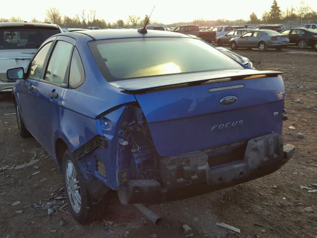 1FAHP3FN7BW195197 - 2011 FORD FOCUS SE BLUE photo 3