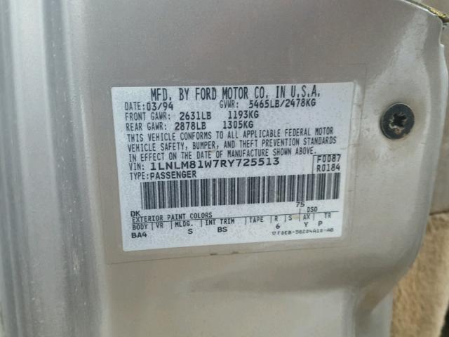 1LNLM81W7RY725513 - 1994 LINCOLN TOWN CAR E WHITE photo 10