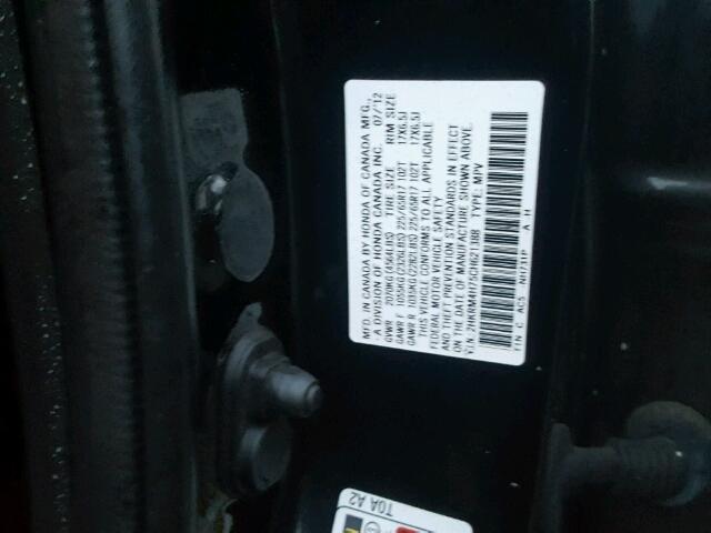 2HKRM4H75CH621388 - 2012 HONDA CR-V EXL BURN photo 10