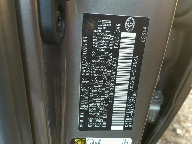 4T1BE32K35U610870 - 2005 TOYOTA CAMRY LE GRAY photo 10