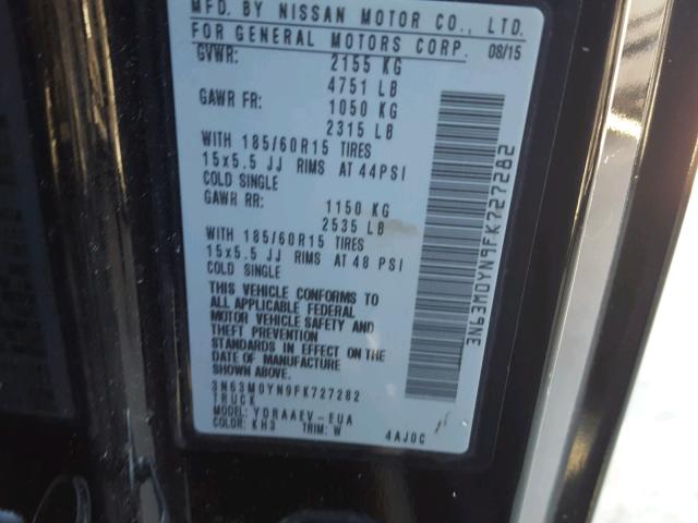 3N63M0YN9FK727282 - 2015 CHEVROLET CITY EXPRE BLACK photo 10