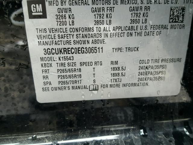 3GCUKREC0EG306511 - 2014 CHEVROLET SILVERADO BLUE photo 10