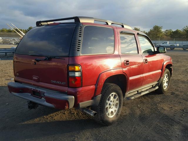 1GNEK13T34R239580 - 2004 CHEVROLET TAHOE K150 BURGUNDY photo 4