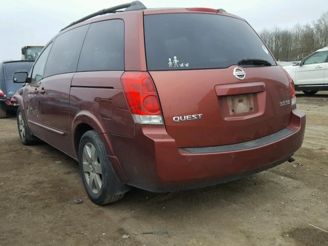 5N1BV28U84N353992 - 2004 NISSAN QUEST S RED photo 3