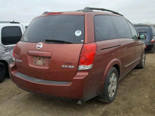 5N1BV28U84N353992 - 2004 NISSAN QUEST S RED photo 4