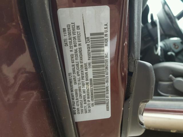 4S3BG6855X7630069 - 1999 SUBARU LEGACY OUT MAROON photo 10