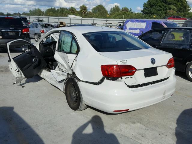 3VW1K7AJ9DM264204 - 2013 VOLKSWAGEN JETTA BASE WHITE photo 3