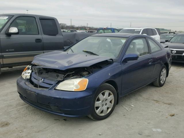 1HGEM22902L045993 - 2002 HONDA CIVIC EX BLUE photo 2